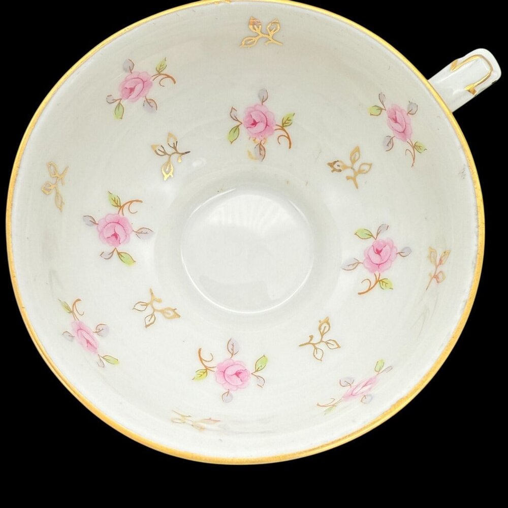 Vtg Winterling Bavaria Germany Floral Saucer & Teacup Set Pink Roses Gold Trim - Picture 8 of 11